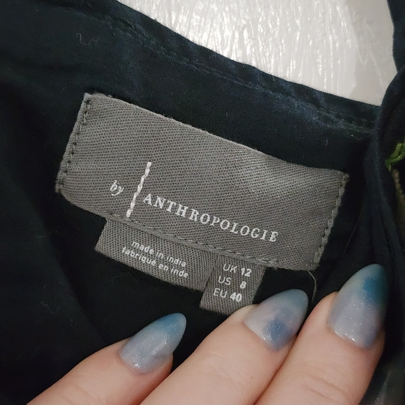 Anthropologie Embroidered Bustier Corset Crop Top Black Floral Boho Size 8 - Picture 6 of 8